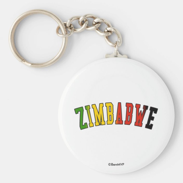 Zimbabwe in National Flag Colors Keychain