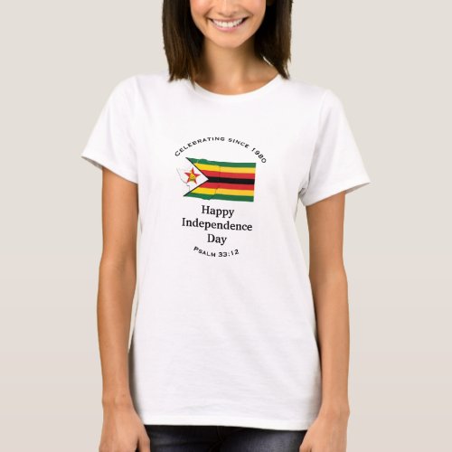 ZIMBABWE INDEPENDENCE Flag Map WHITE T_Shirt