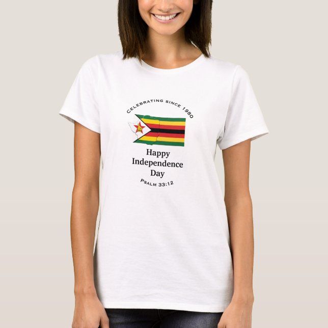 ZIMBABWE INDEPENDENCE Flag Map WHITE T-Shirt (Front)
