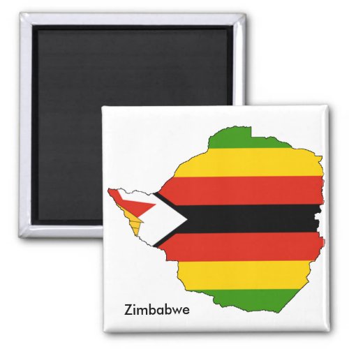 Zimbabwe Map and Flag Themed Magnet