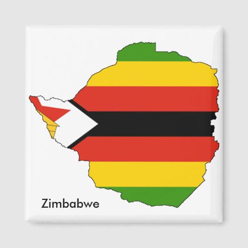 Zimbabwe Map and Flag Themed Magnet