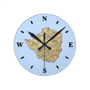 Zimbabwe Map Clock