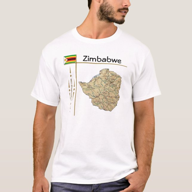 Zimbabwe Map + Flag + Title T-Shirt (Front)