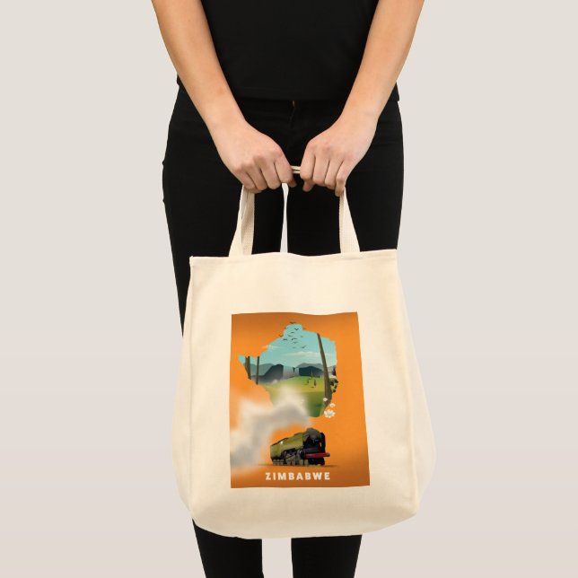 Zimbabwe Map illustrated travel poster Tote Bag (Front (Product))