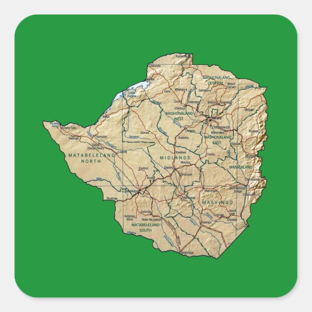 Zimbabwe Map Sticker (Front)