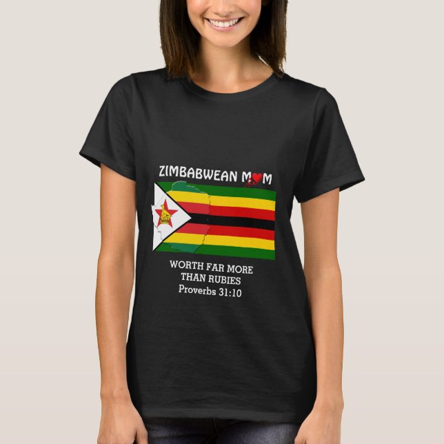 ZIMBABWE MOM Worth More Than Rubies PROV 31 Black T-Shirt (Front)