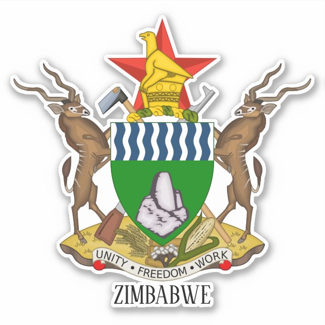 Zimbabwe National Coat Of Arms Patriotic Sticker (Front)