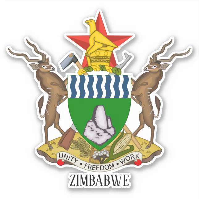 Zimbabwe National Coat Of Arms Patriotic Sticker Zazzle