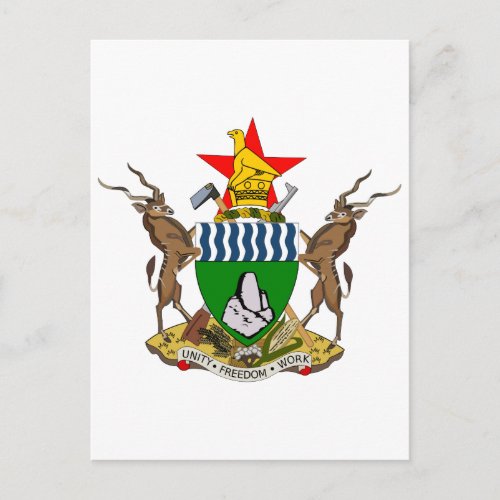 Zimbabwe Official Coat Of Arms Heraldry Symbol Postcard