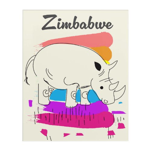 Zimbabwe retro travel logo acrylic print
