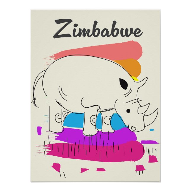 Zimbabwe retro travel logo poster (Front)