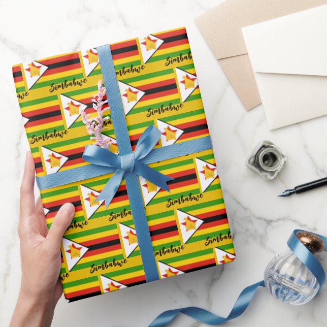 Zimbabwe Wrapping Paper, Zimbabwe Flag patriotic Paper (Gifting)