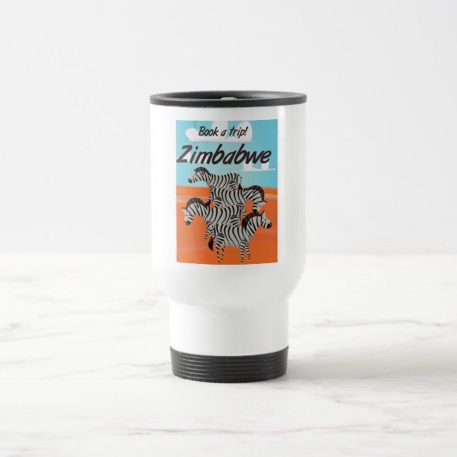 Zimbabwe Zebra vintage travel poster Mug (Center)