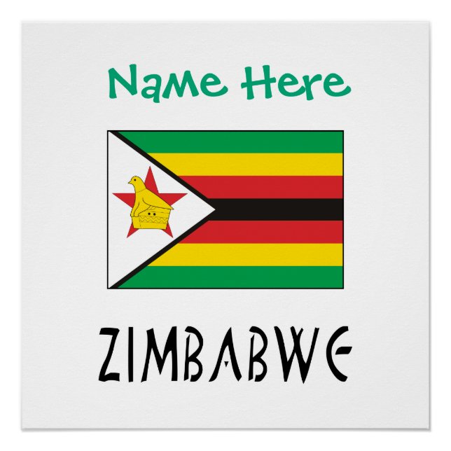 Zimbabwe Zimbabwe Flag Green Personalized  Poster (Front)