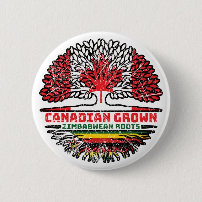 Zimbabwe Zimbabwean Canadian Canada Tree Roots Button (Front)