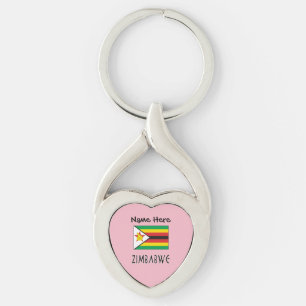 Zimbabwe Zimbabwean Flag Black Personalized Name Keychain