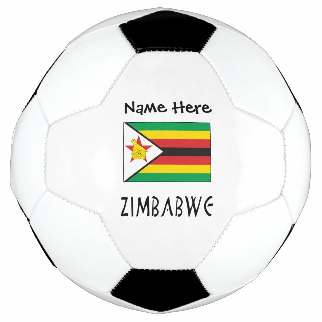 Zimbabwe Zimbabwean Flag Black Personalized Name  Soccer Ball (Front)