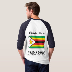 Zimbabwe Zimbabwean Flag Black Personalized Name T-Shirt