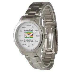 Zimbabwe Zimbabwean Flag Black Personalized Name Watch