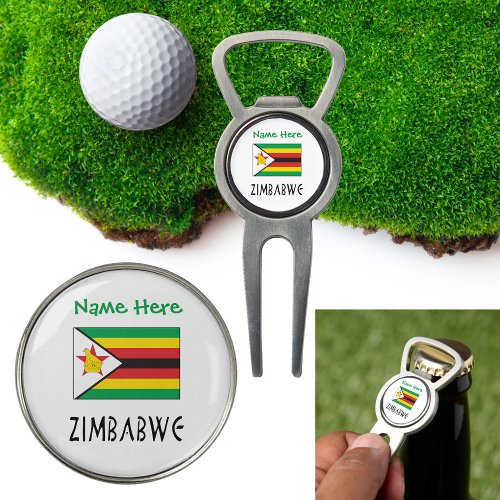 ZIMBABWE Zimbabwean Flag Green Personalization  Divot Tool