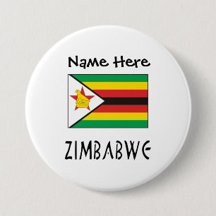 Zimbabwe Zimbabwean Flag Personalized  Button