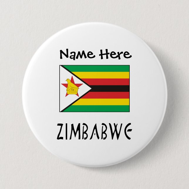 Zimbabwe Zimbabwean Flag Personalized  Button (Front)