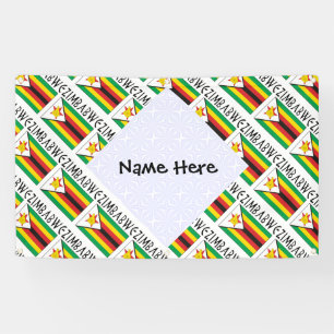 Zimbabwe Zimbabwean Flag Tiled Black Personalized Banner