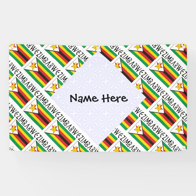 Zimbabwe Zimbabwean Flag Tiled Black Personalized  Banner (Horizontal)