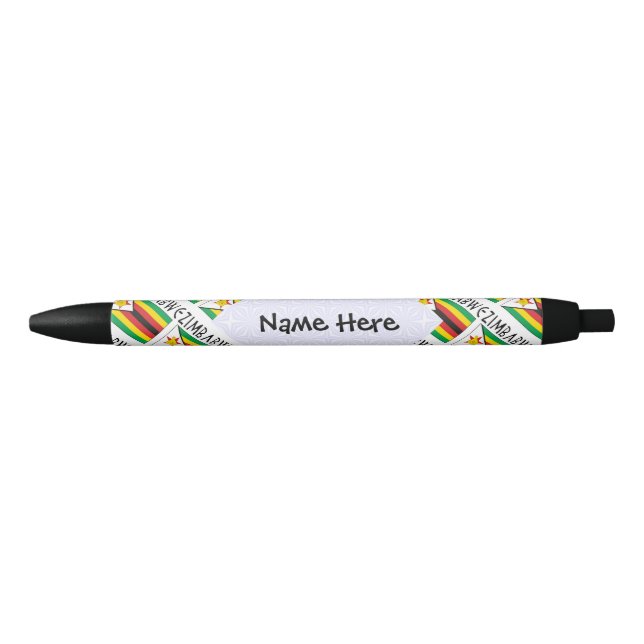 Zimbabwe Zimbabwean Flag Tiled Black Personalized  Pen (Front)