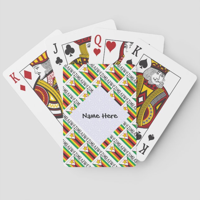 Zimbabwe Zimbabwean Flag Tiled Personalize Name  Poker Cards (Back)