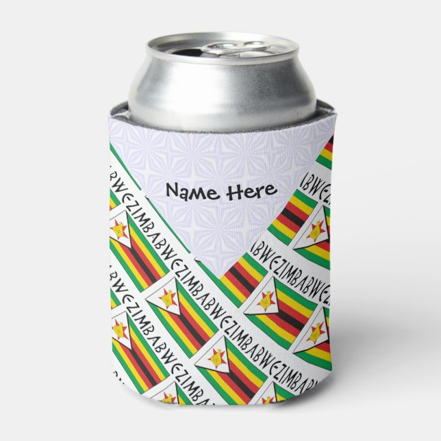 Zimbabwe Zimbabwean Flag Tiled Personalized  Can Cooler (Can Front)
