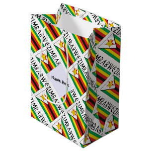 Zimbabwe Zimbabwean Flag Tiled Personalized  Medium Gift Bag