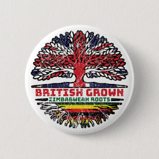 Zimbabwe Zimbabwean Uk United Kingdom British Tree Button