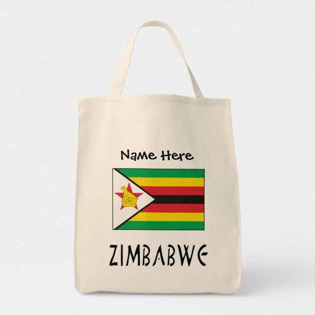 Zimbabwea Zimbabwean Flag Black Personalization  Tote Bag (Front)