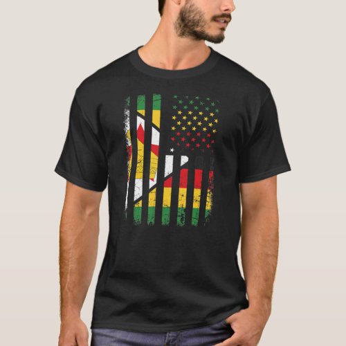 Zimbabwean American Flag Zimbabwean Roots T_Shirt