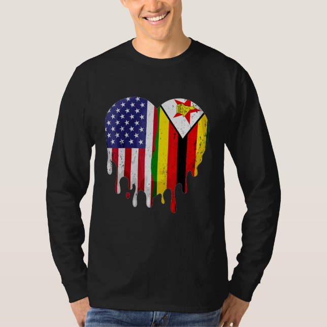 Zimbabwean American Patriot Grown Country Melting  T-Shirt (Front)