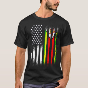 Zimbabwean American Patriot Grown Country USA Flag T-Shirt