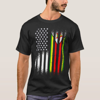 Zimbabwean American Patriot Grown Country USA Flag T-Shirt