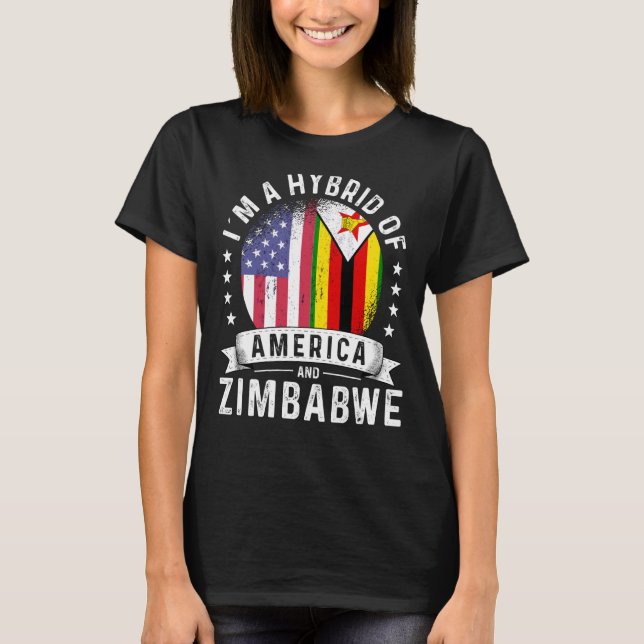 Zimbabwean American Patriot Grown Flag Humor T-Shirt (Front)