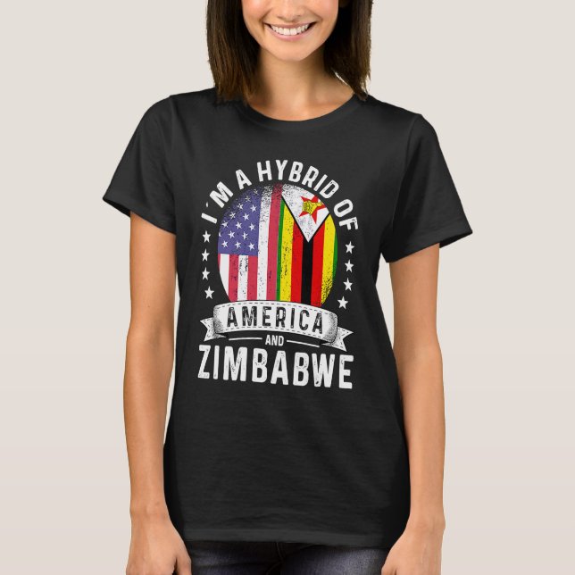 Zimbabwean American Patriot Grown  Flag Humor T-Shirt (Front)