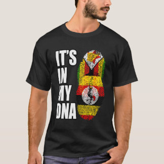 Zimbabwean And Ugandan Mix Heritage Dna Flag T-Shirt