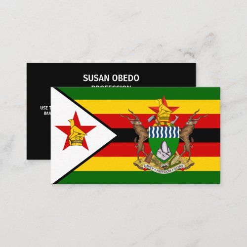 Zimbabwean Flag  Coat of Arms Flag of Zimbabwe Business Card