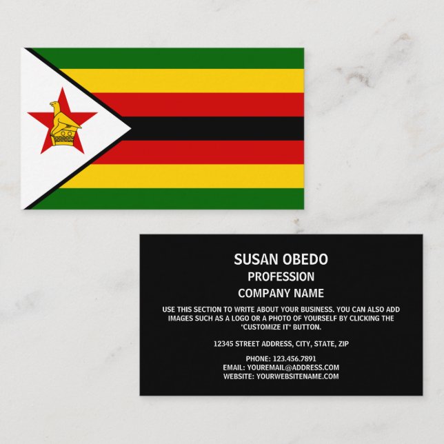 Zimbabwean Flag, Flag of Zimbabwe Business Card (Front/Back)