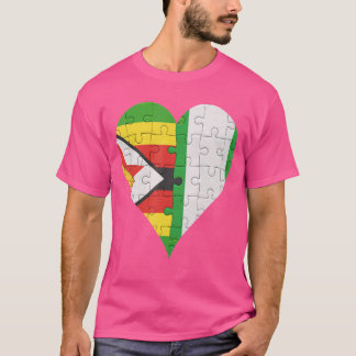 Zimbabwean Nigerian Flag Heart T-Shirt