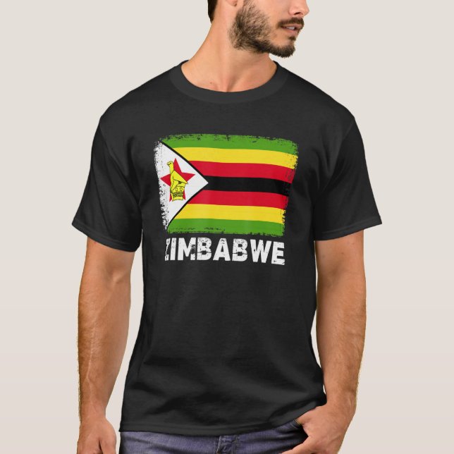 Zimbabwean People Vintage Zimbabwe Flag T-Shirt (Front)