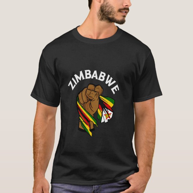 Zimbabwean Pride Zimbabwean Flag Zimbabwe Handfist T-Shirt (Front)