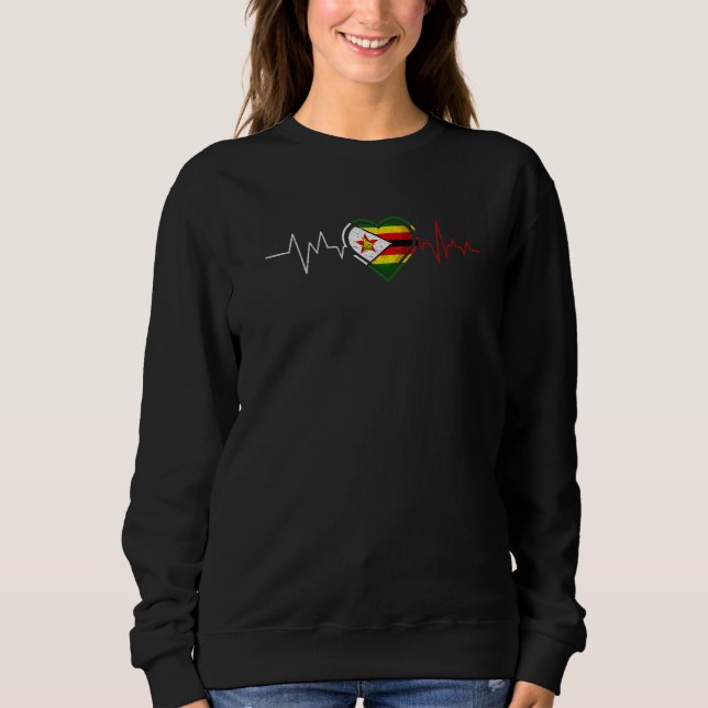 Zimbabweans Heartbeat Zimbabwe Flag Mens Womens Ki Sweatshirt (Front)