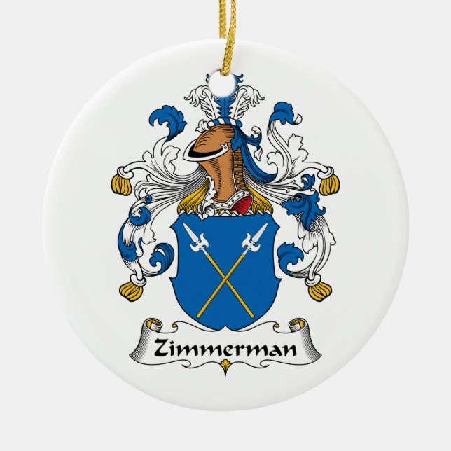 Zimmerman Family Crest Ceramic Ornament (Front)