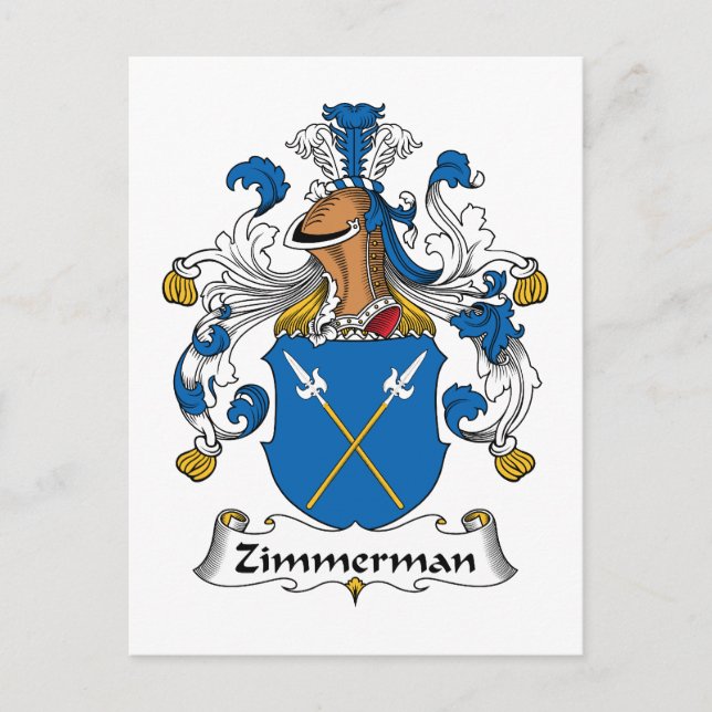 Zimmerman Family Crest Postcard (Front)