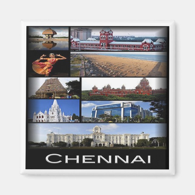 zIN011 CHENNAI MADRAS, India, Asia, Fridge Magnet (Front)